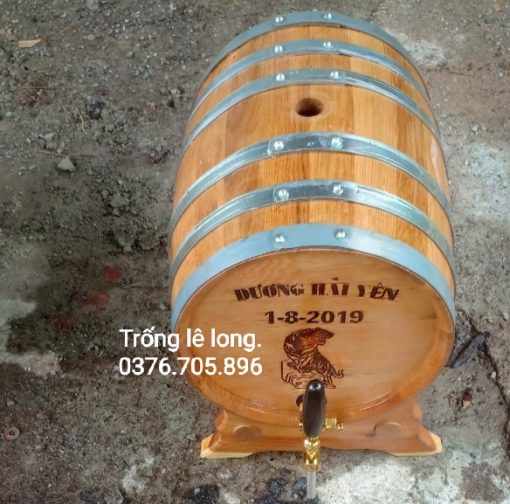 Thùng đựng rượu gỗ sồi đỏ 30 lít - Trống Lê Long - Xưởng Sản Xuất Trống Lê Long